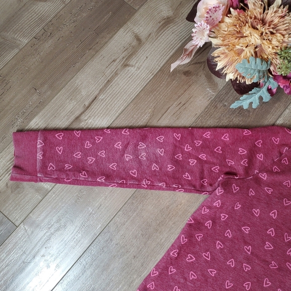 Cat & Jack Burgundy and Pink Heart Pattern Zip-Up Girls Size XL Casual Jacket - Picture 14 of 16
